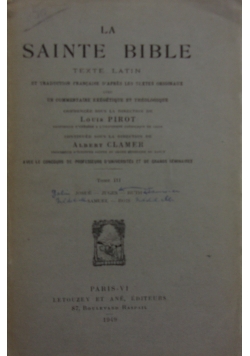 La Sainte Bible, Tom III, 1949 r.