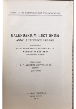 Kalendarium Lectionum anno accademico 1960-1961