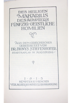 Des Heiligen Makarios des agypters funfzig geistliche homilien,1913r