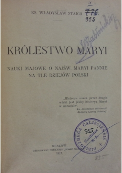 Królestwo Maryi, 1917 r.