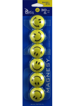 Magnesy do tablic żółte uśm. 6szt. GM301-SY6