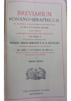 Breviarium Romano-Seraphicum,1938r.