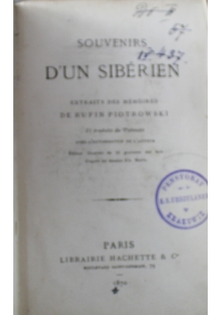 Souvenirs D un Siberien 1870 r.