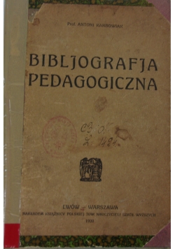 Bibliografia pedagogiczna, 1920 r.