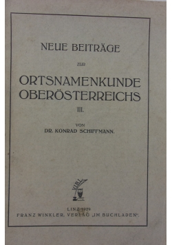 Ortsnamenkunde Oberosterreichs, 1929 r.