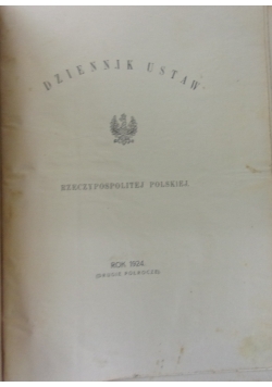 Dziennik ustaw Rzeczypospolitej Polskiej (Drugie półrocze),  1924 r.
