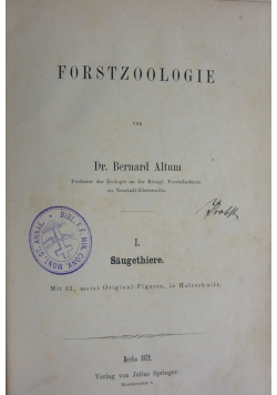 Forstzoologie, 1872r.
