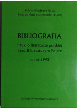 Bibliografia Nauki O Literaturze Polskiej Za 1993
