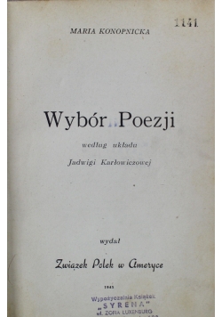 Wybór poezji Marii Konopnickiej 1945r