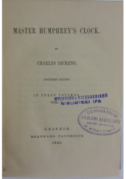 Master Humphrey's Cloc, 1846r.