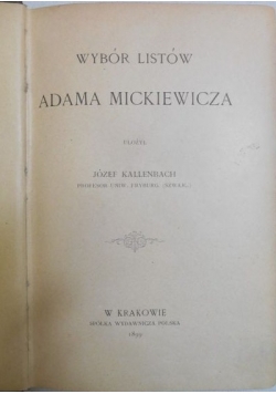 Wybór listów Adama Mickiewicza 1899 r.