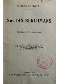 Św Jan Berchmans 1921 r.