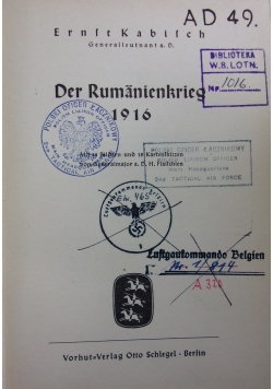 Der Rumanienkrieg, 1938 r.
