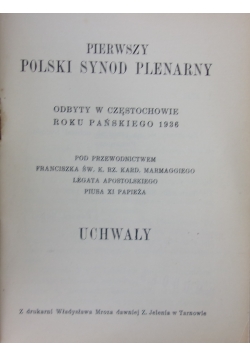 Pierwszy Polski Synod Plenarny,Uchwały, 1936 r.