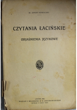 Czytania Łacińskie objaśnienia językowe 1931 r