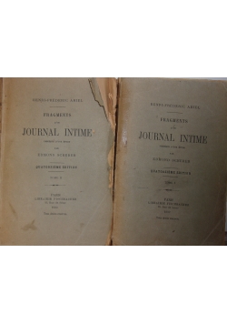 Fragments d'un Journal Intime, tom I-II, 1922 r.