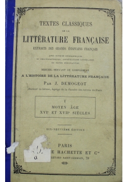 Textes classiques de la litterature francaise I 1902 r.