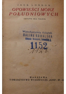 Opowieści mórz południowych, 1923 r.