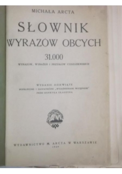 Słownik wyrazów obcych, 1929 r.