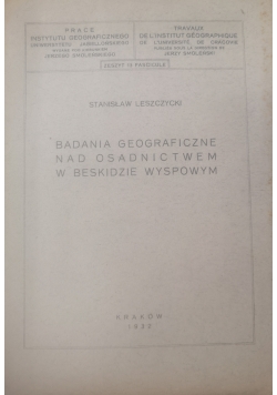 Badania geograficzne nad osadnictwem w Beskidzie Wyspowym, 1932 r.