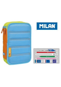 Piórnik MILAN 2-poziomowy z wyposażeniem COLOURS niebieski