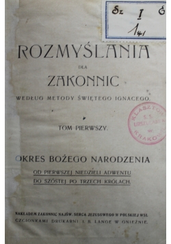 Rozmyślenia dla zakonnic Tom 1 1926 r