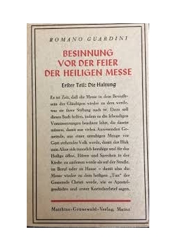Besinnung vor der Feier der Heiligen Messe