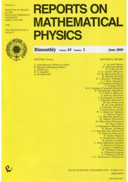Reports on Mathematical Physics 79/3 2009