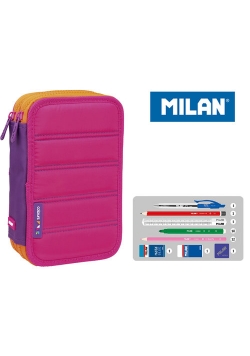 Piórnik MILAN 2-poziomowy z wyposażeniem COLOURS róż