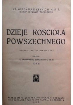 Dzieje Kościoła Powszechnego, Tom II, 1925 r.