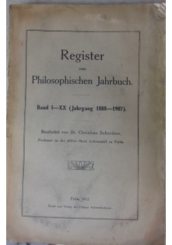 Register zum Philosophischen Jahrbuch, 1912r.