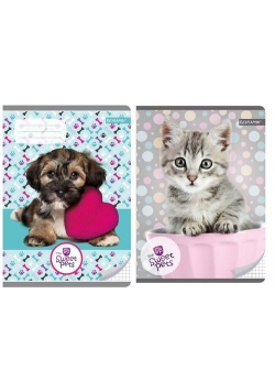 Zeszyt A5 w kratkę 32 kartki The Sweet Pets 10 sztuk
