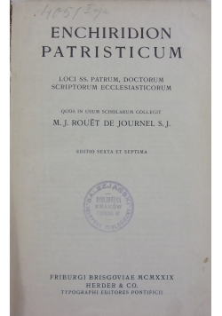 Enchiridion Patristicum, 1922r.