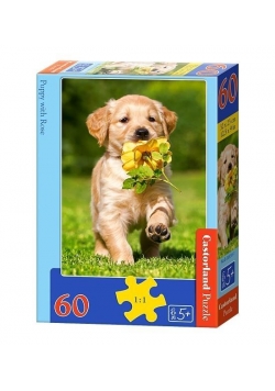 Puzzle 60 Szczeniak z różą CASTOR