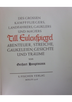 Des Grossen Kampffliegers ,Landfahrers ,Gauklers und Magiers ,1928r.