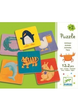 Drewniane dwuelementowe puzzle - Zwierzątka