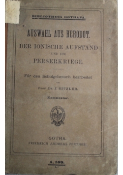 Auswahl aus Herodot Der Ionische Aufstand und the Perserkriege 1896 r.