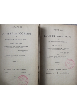 Elevations sur La Vie Et La Doctrine Tom I i II 1904 r.