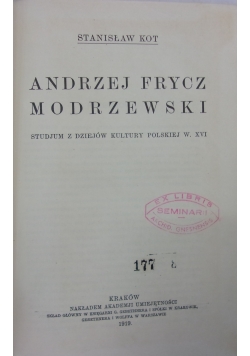 Andrzej Frycz Modrzewski, 1919 r.