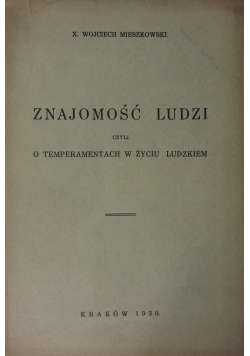 Znajomość ludzi, 1930r.