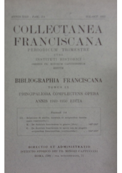 Collectanea Franciscana, tom IX