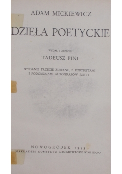 Dzieła poetyckie , 1933 r.