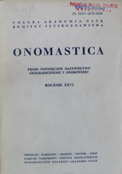 Onomastica Rocznik XXVI