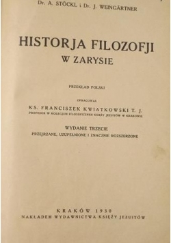 Historja Filozofji w zarysie , 1930 r.