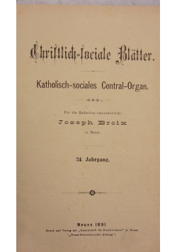 Christlich=lociate Blatter. 1891r.