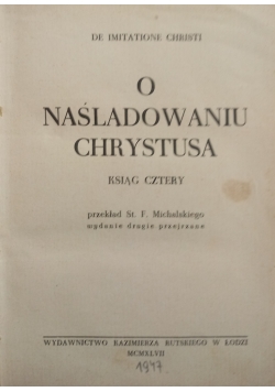 O naśladowaniu  Chrystusa,1947r